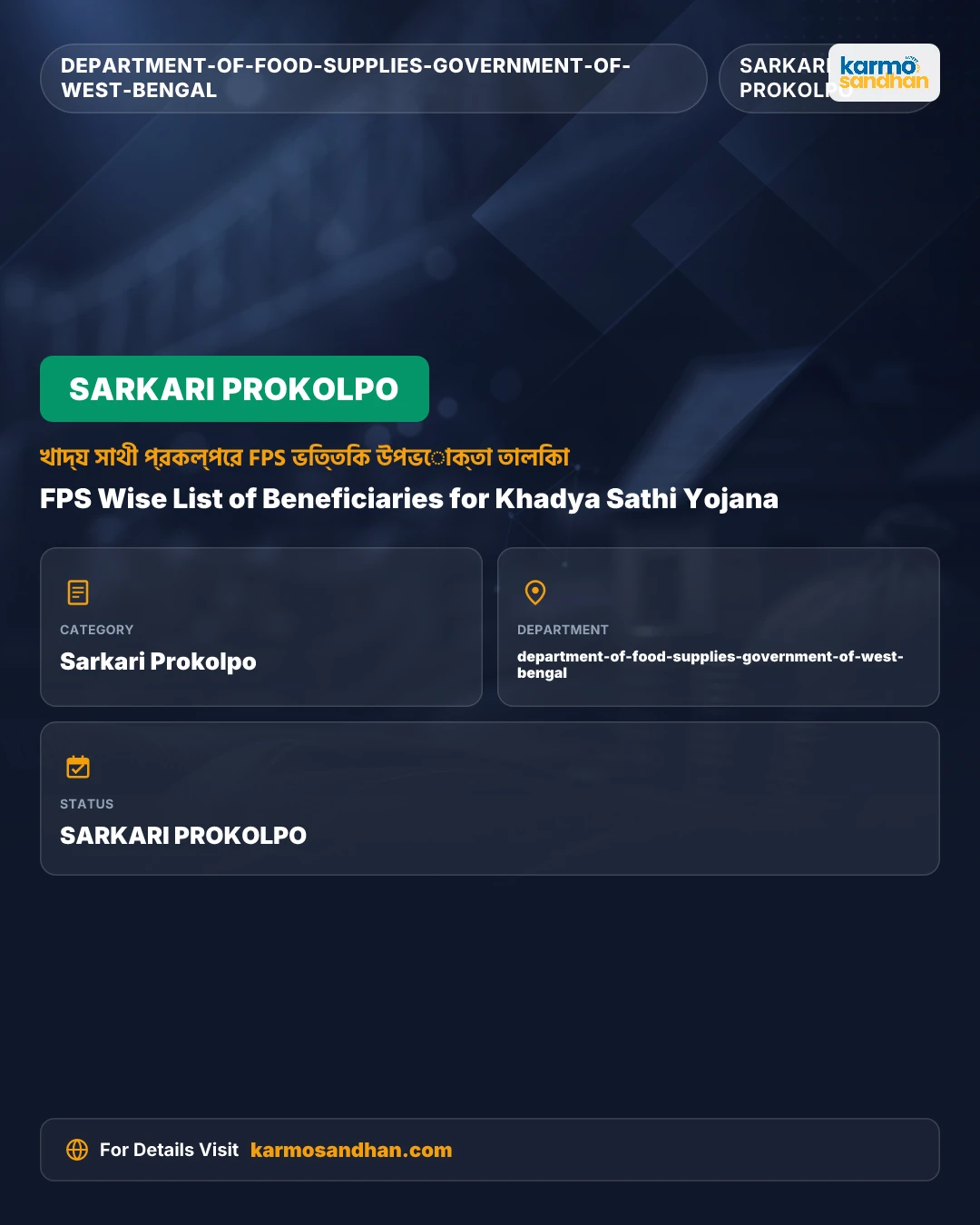 FPS Wise List of Beneficiaries for Khadya Sathi Yojana